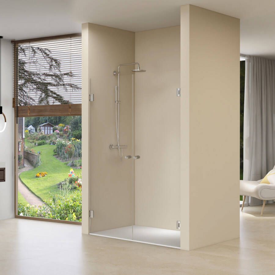 Van Rijn Pendeldeuren ST01 Satijn Glas 100x200 cm 8 mm RVS