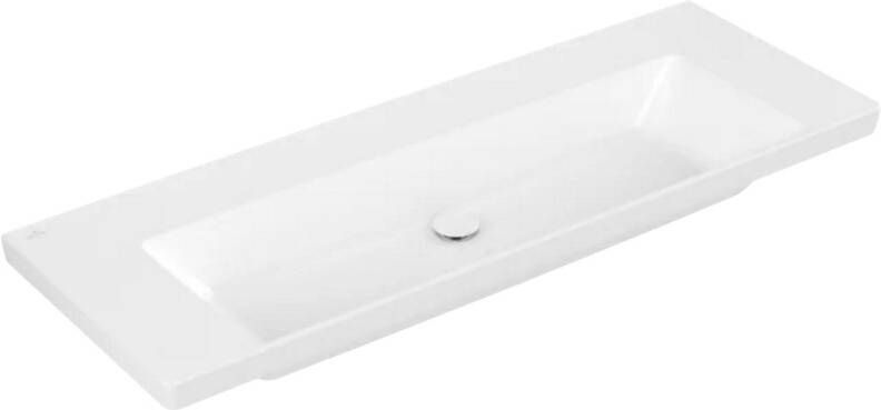 Villeroy & Boch Wastafel Subway 3.0 Met CeramicPlus 0 Kraangaten Zonder Overloop 130x47x16.5 cm Stone White