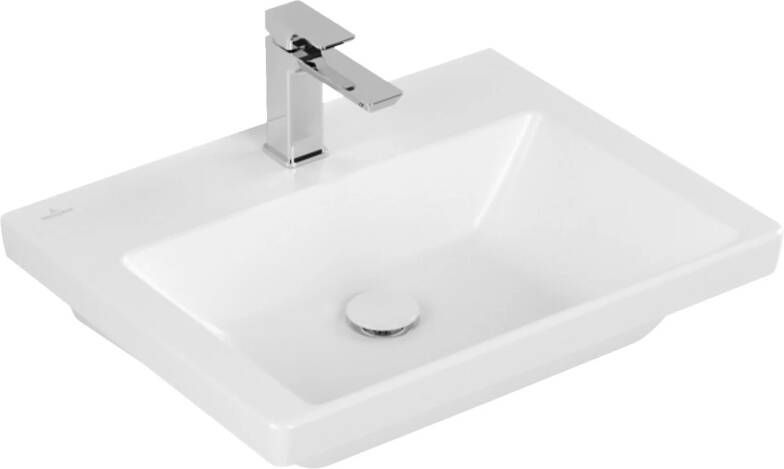 Villeroy & Boch Subway 3.0 meubelwastafel 60x47x16.5cm Rechthoek onderkant ongeslepen 1 kraangat zonder overloopgat Stone White mat Ceramic 4A7061RW