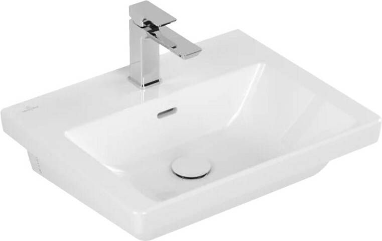 Villeroy & Boch Subway 3.0 meubelwastafel 55x44x16.5cm Rechthoek 1 kraangat met overloopgat Wit Alpin glans Ceramic+ 4A70F4R1