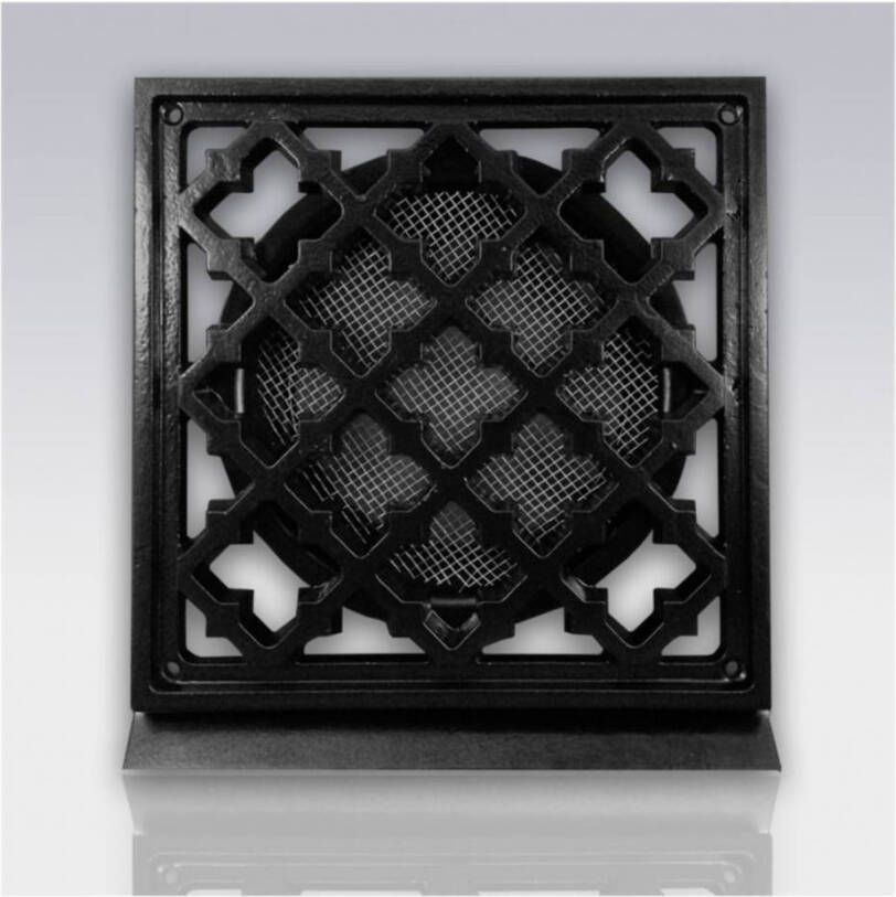 Weckx Deurrooster Retro Vierkant Aansluiting 15 cm Zwart