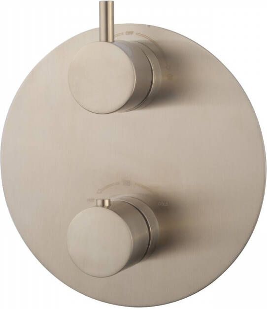 Wiesbaden Douchekraan Caral Afbouwdeel Thermostatisch Rond 2 Weg Omstelling Geborsteld Staal 2 Greeps