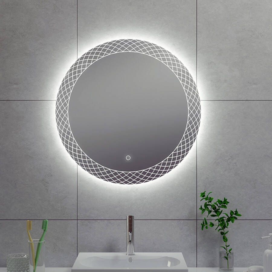 Wiesbaden Badkamerspiegel Deco Rond 100x100cm Geintegreerde LED Verlichting Verwarming Anti Condens Touch Schakelaar
