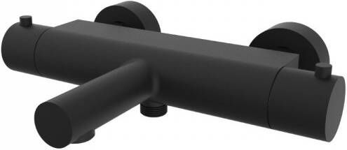 Wiesbaden Badkraan Style 15cm Hartafstand Thermostatisch Opbouw Rond Cooltouch Mat Zwart 2 Greeps met Uitloop - Foto 3