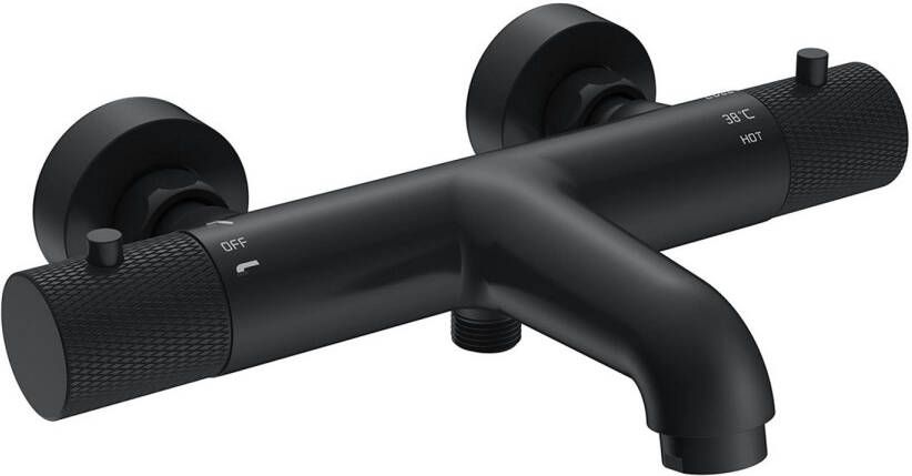 Wiesbaden Ribbd thermostatische badmengkraan hartafstand 15 cm mat zwart 29.5362 - Foto 3