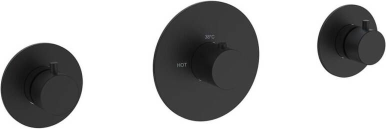 Wiesbaden Douchekraan Inbouw Platinum Dreams Afbouwdeel Thermostatisch met 2 Stopkranen Mat Zwart - Foto 5