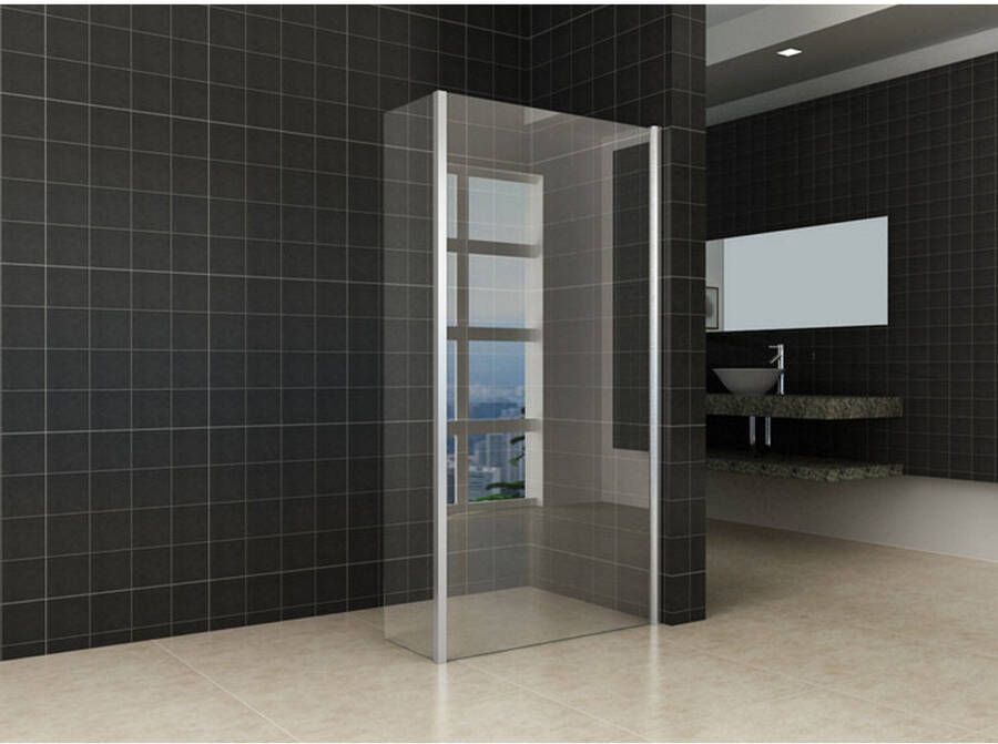 Xellanz Inloopdouche Eco met Zijwand 80x200cm 30x200cm Antikalk Helder Glas Chroom Profiel 8mm Veiligheidsglas Easy Clean - Foto 3
