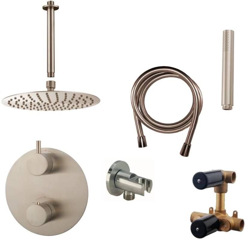 Wiesbaden Inbouw Regendouche Set Caral Rond Plafonduitloop RVS PVD Coating