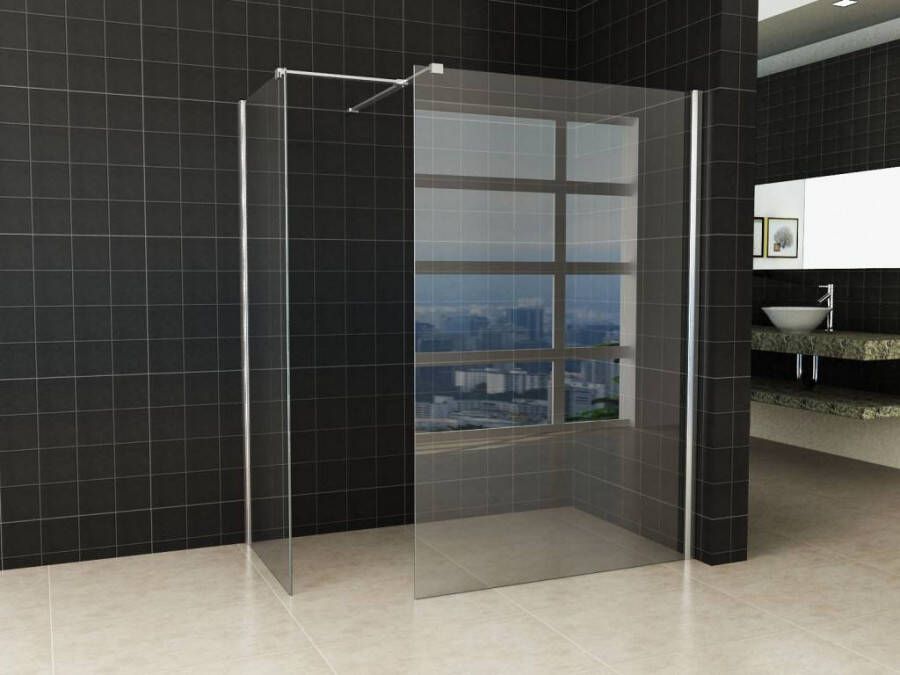 Douche Concurrent Inloopdouche Set Miami 120x200cm 80x200cm Antikalk Helder Glas Chroom Profiel 10mm Veiligheidsglas Easy Clean