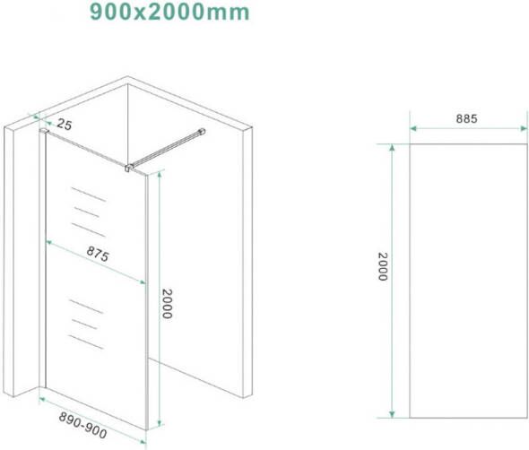 Wiesbaden Inloopdouche Slim Brons Rookglas 90x200 8 mm Nano Coating