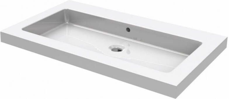 Wiesbaden Meubelwastafel Rechthoek 80x46x5cm Keramiek Glans Wit Zonder Kraangat Overloop - Foto 8