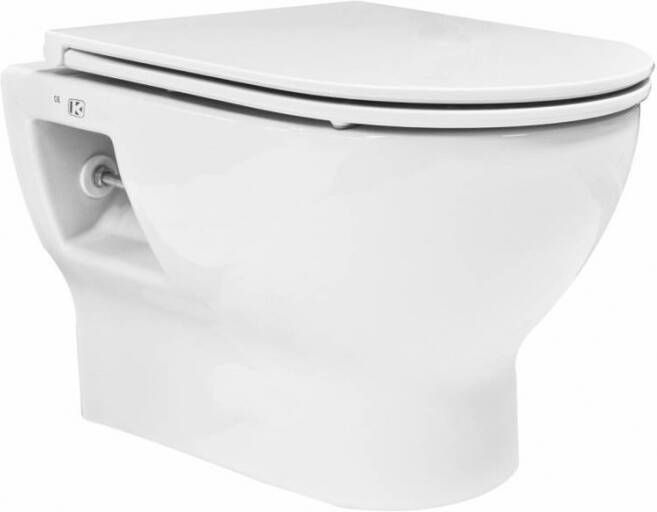Wiesbaden Mercurius hangend toilet diepspoel met Flatline 2.0 toiletzitting wit