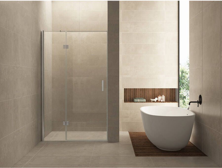 Wiesbaden Douchedeur Miami Nisdeur Draaideur met Vaste Wand 140(60-80)x200cm Antikalk Helder Glas Chroom Profiel 8mm Veiligheidsglas Easy Clean - Foto 3