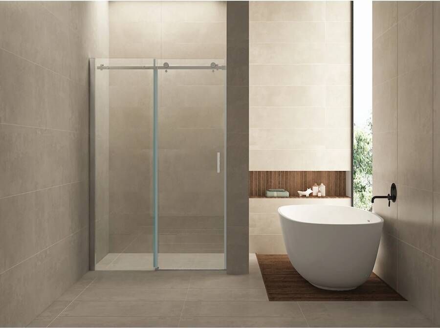 Wiesbaden Douchedeur Nisdeur Schuifdeur 160x200cm Antikalk Helder Glas Chroom Profiel 8mm Veiligheidsglas Easy Clean - Foto 5