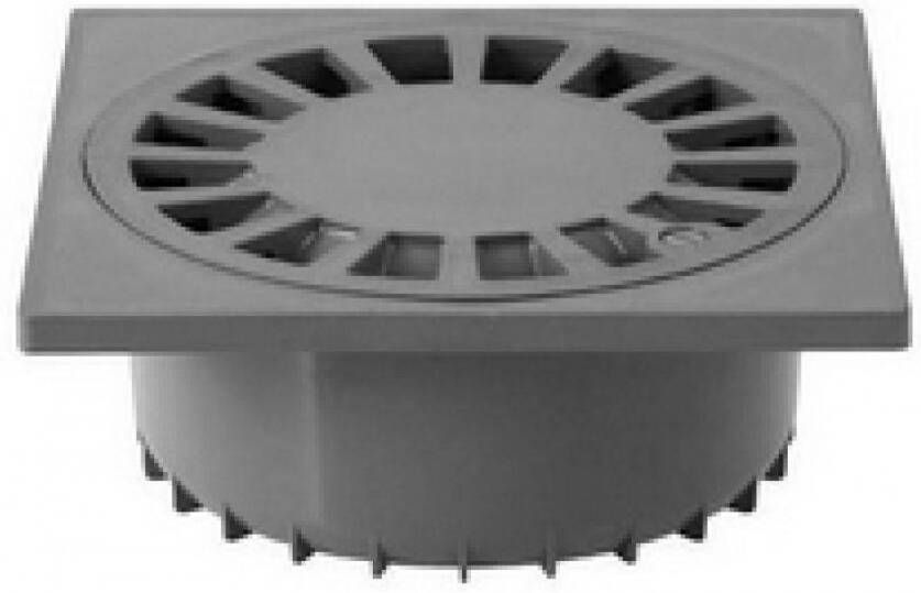 Riko Vloerput PVC 25x25cm onderuitloop 90-110 mm grijs