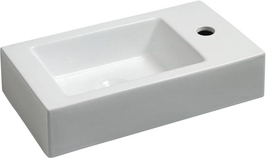 Wiesbaden Fontein Rhea | 45x26x12 cm | Keramiek | Rechts montage | 1 kraangat | Rechthoek | Wit glans - Foto 3