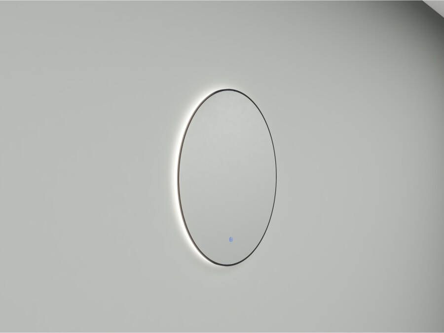 Wiesbaden Badkamerspiegel Novi Rond 100x100cm Mat Zwart Geintrigeerde LED Verlichting Touch Schakelaar Dimbaar - Foto 4