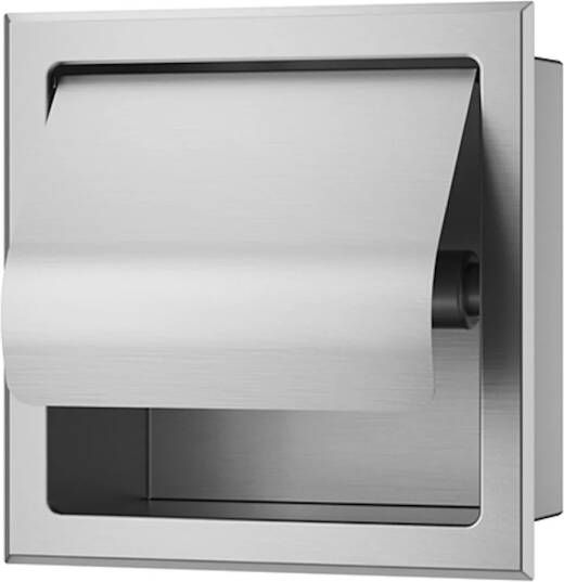 Wiesbaden Toiletrolhouder Inbouw Rocko Met Klep RVS - Foto 2