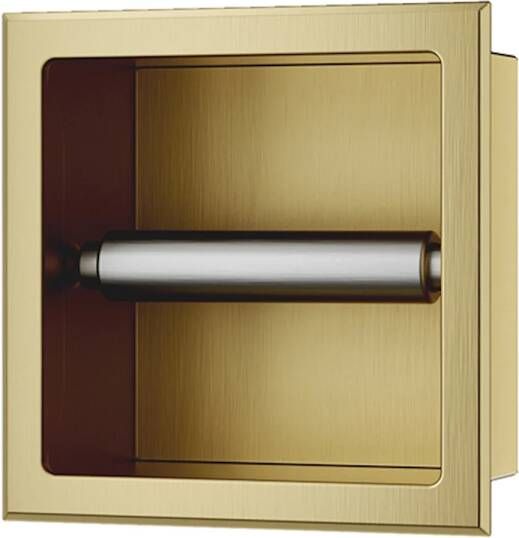 Sub Rocko inbouw toiletrolhouder zonder klep 14 7 x 17 3 x 8 6 cm geborsteld brons koper