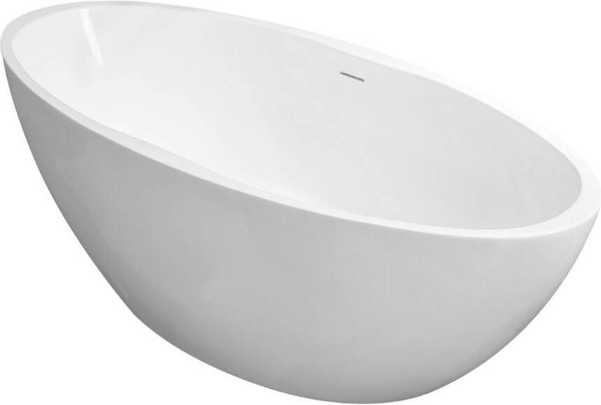 Wiesbaden Vrijstaand bad Oval | 170x78 cm | Incl.Afvoer-Wit | Sleuf overloop | Acryl | Mat wit - Foto 3