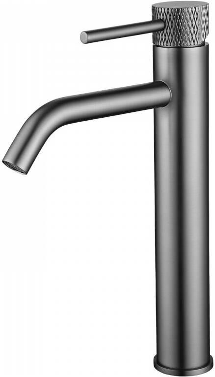 Wiesbaden Wastafelkraan Ribbd XL Opbouw Hoog Mengkraan Rond Gunmetal 1 Greeps