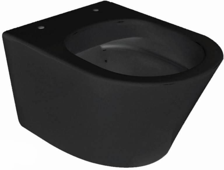 Wiesbaden Toiletpot Hangend Vesta Wandcloset 52 cm Mat Zwart Rimless Diepspoel Zonder Toiletzitting - Foto 3
