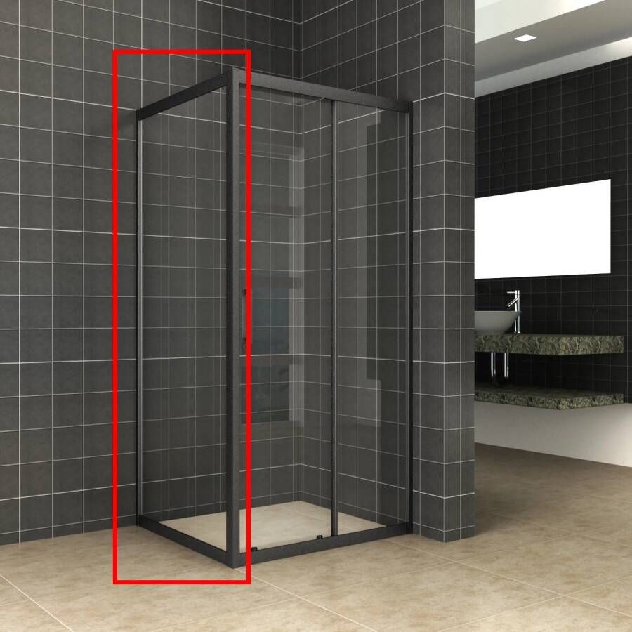 Wiesbaden Douchewand Skyline 100x200cm Antikalk Helder Glas Mat Zwart 8mm Veiligheidsglas Easy Clean - Foto 2