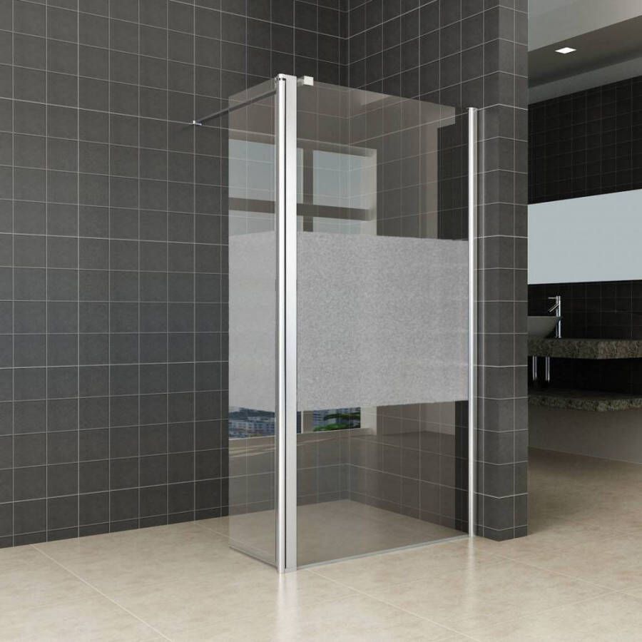 Wiesbaden Inloopdouche Zijpaneel Rechts met Schanieren 35x200 cm Antikalk Helder Mat Glas en 10mm Veiligheidsglas Glans Chroom - Foto 3