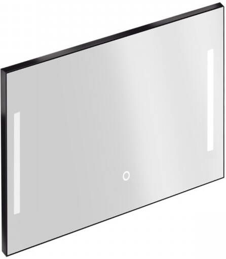 XenZ Badkamerspiegel met Verlichting Pacengo 100x70 cm Industrieel Zwart Frame en Spiegelverwarming