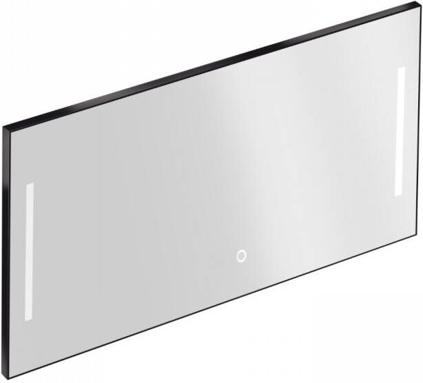 XenZ Badkamerspiegel met Verlichting Pacengo 140x70 cm Industrieel Zwart Frame en Spiegelverwarming