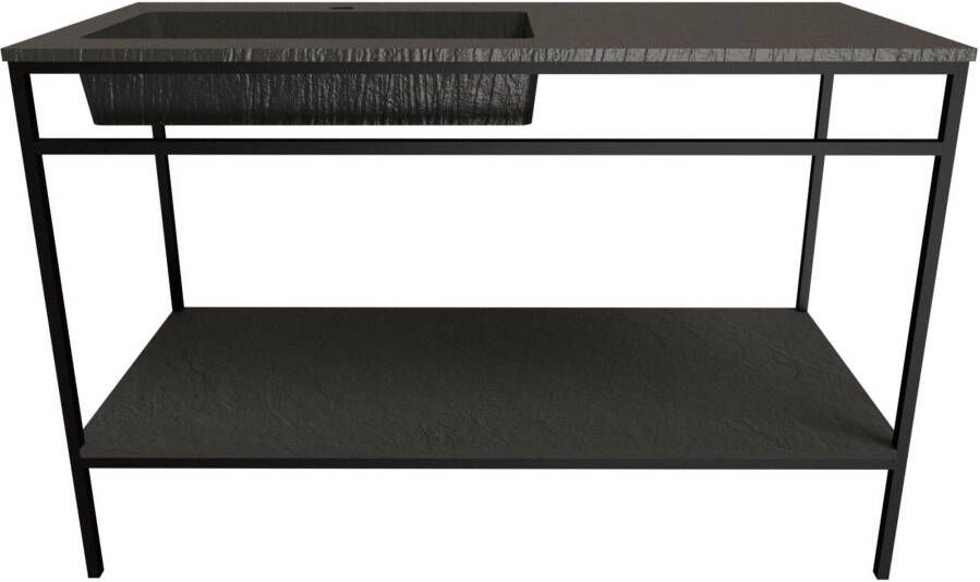 Ben Avira vrijstaand badmeubel met wastafel links en mat zwart frame 120x46 5cm Lava