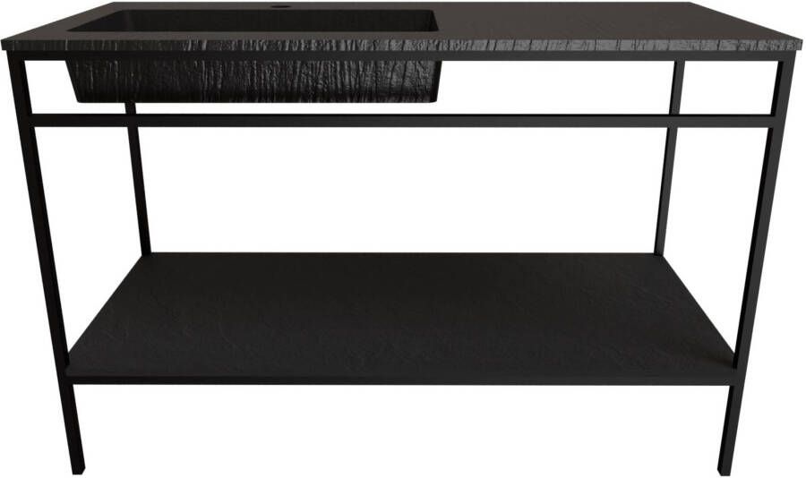 Ben Avira vrijstaand badmeubel met wastafel links en mat zwart frame 120x46 5cm Zwart