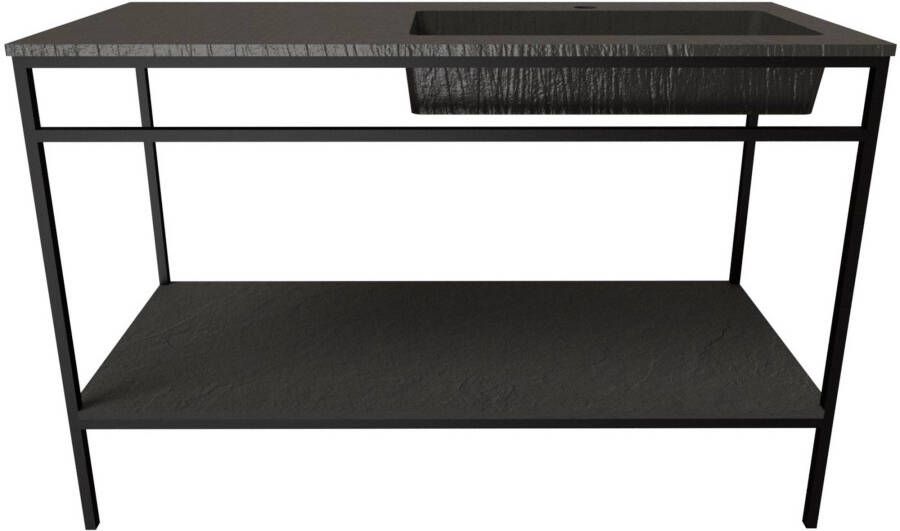 Ben Avira vrijstaand badmeubel met wastafel rechts en mat zwart frame 120x46 5cm Lava