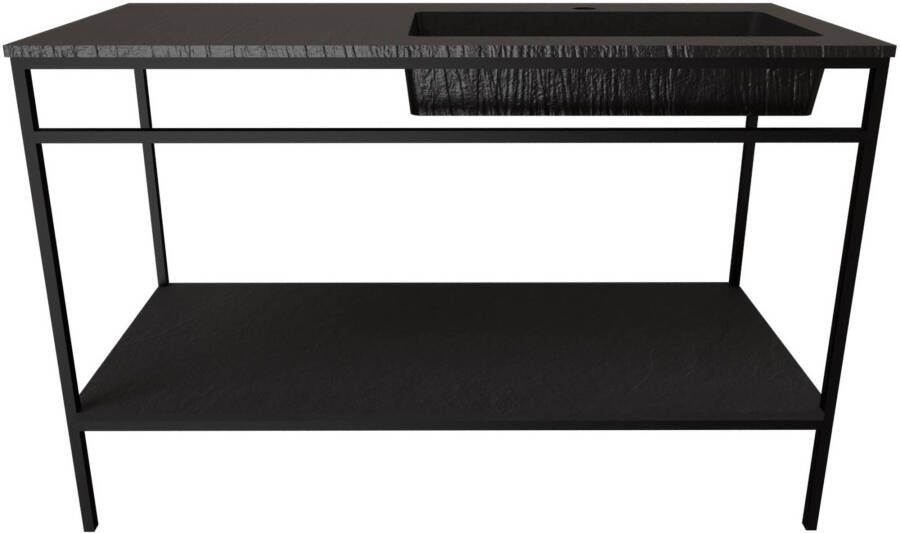 Ben Avira vrijstaand badmeubel met wastafel rechts en mat zwart frame 120x46 5cm Zwart