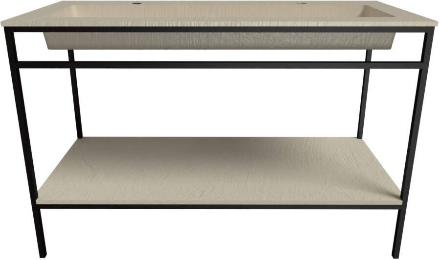 Ben Avira XL vrijstaand badmeubel met wastafel en mat zwart frame 120 3x46 5 cm Beige