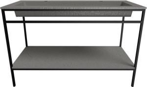 Ben Avira XL vrijstaand badmeubel met wastafel en mat zwart frame 120 3x46 5 cm Cement grijs