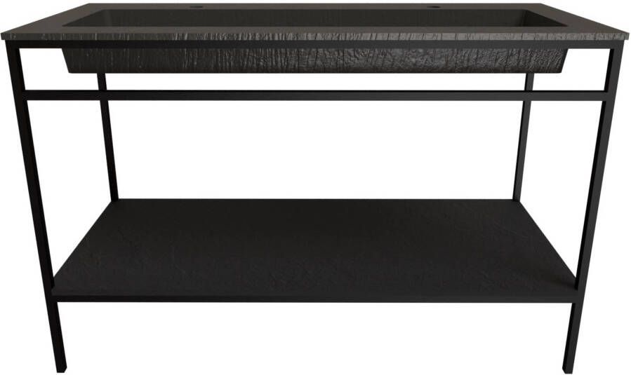 Ben Avira XL vrijstaand badmeubel met wastafel en mat zwart frame 120 3x46 5 cm Zwart