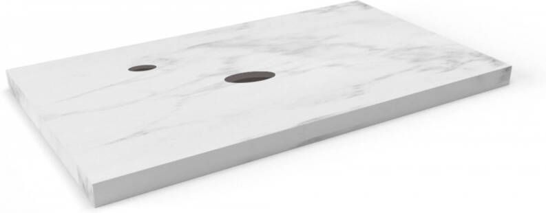 Ben Elina blad Bianco carrara 80x45x2 cm met 1 sifonuitsparing in het midden en kraangat links