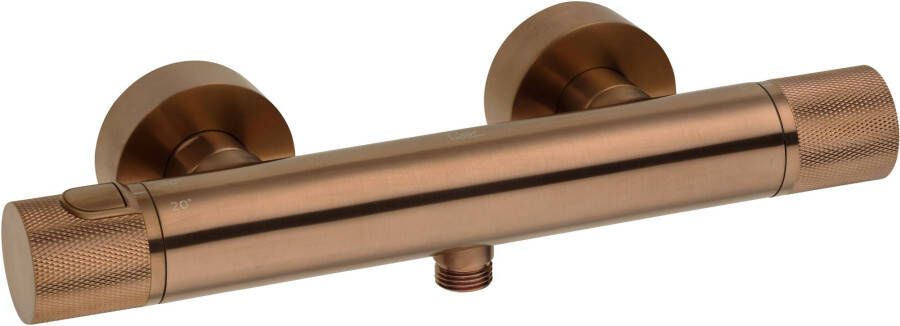 Ben Engraved Cross douche thermostaatkraan met gravering 15cm geborsteld koper pvd-coating