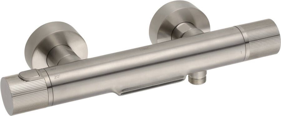 Ben Engraved Line badkraan met watervaluitloop thermostatisch geborsteld nikkel