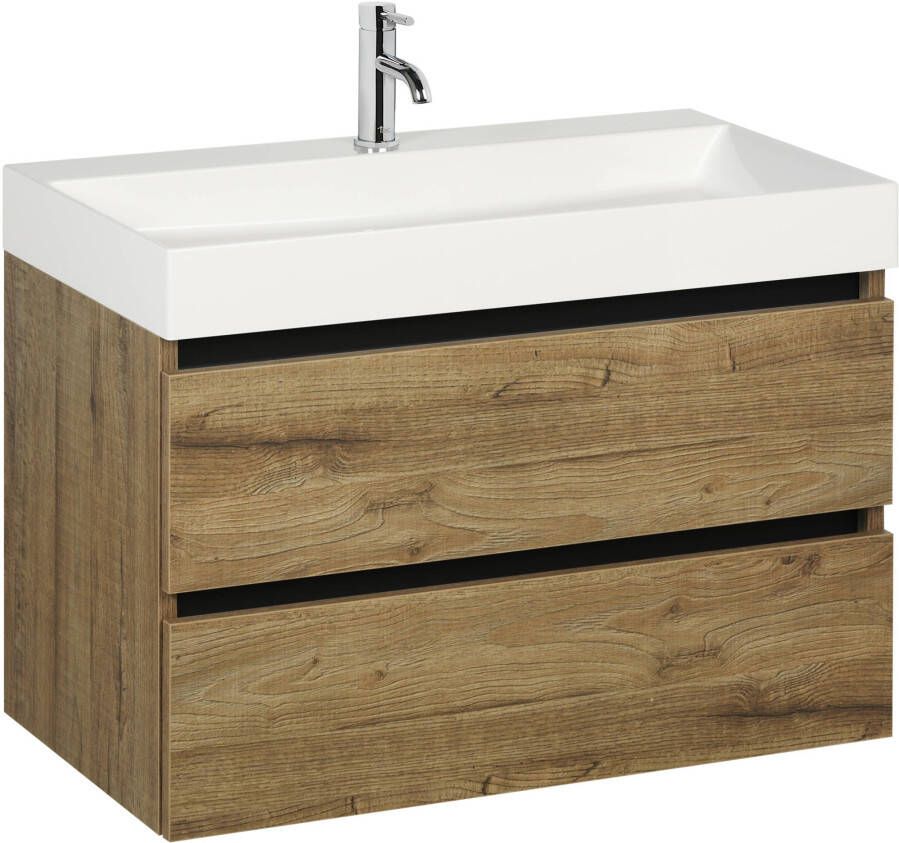 Ben Limara badmeubel met mat zwarte greeplijst 100x45cm Sherwood met mineraalmarmeren wastafel