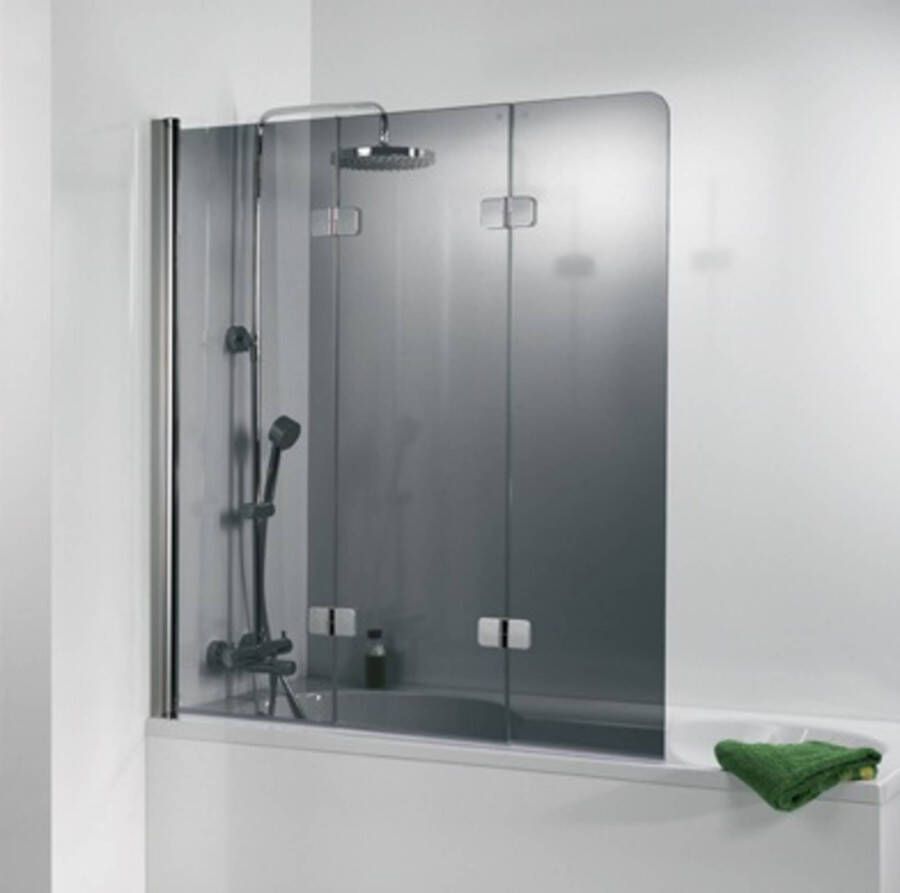 Ben Martino Soft 3-delige Badklapwand 114x140cm Chroom Grijs Glas