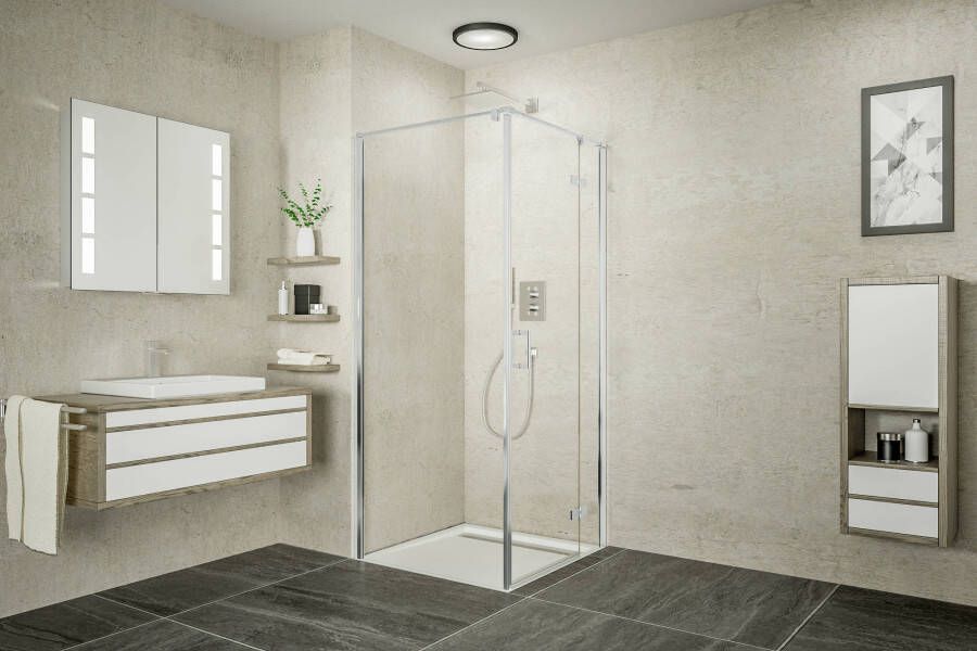 Ben Meteora douchecabine rechtsdraaiend incl. antikalk 90x90x200cm chroom