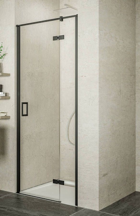 Ben Meteora draaideur rechts incl. antikalk 100x200cm mat zwart