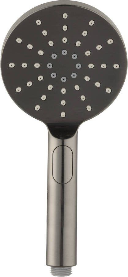 Ben Push Handdouche rond met 3 straalsoorten Geborsteld Zwart chroom