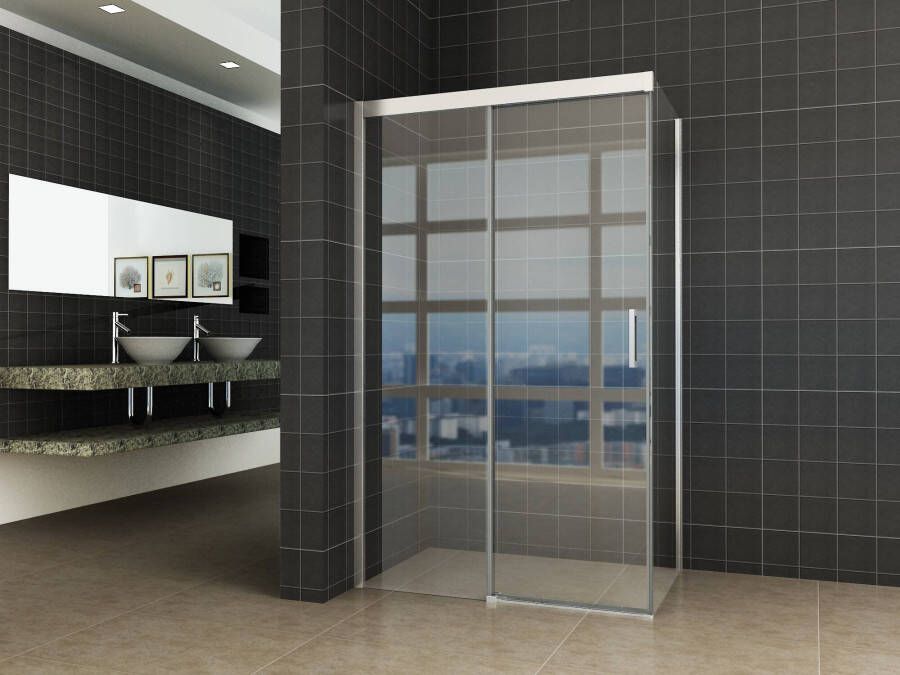 Ben Smooth Schuifdeur Links 120x210 cm t.b.v. Zijwand Rechts Helder glas Chroom-look