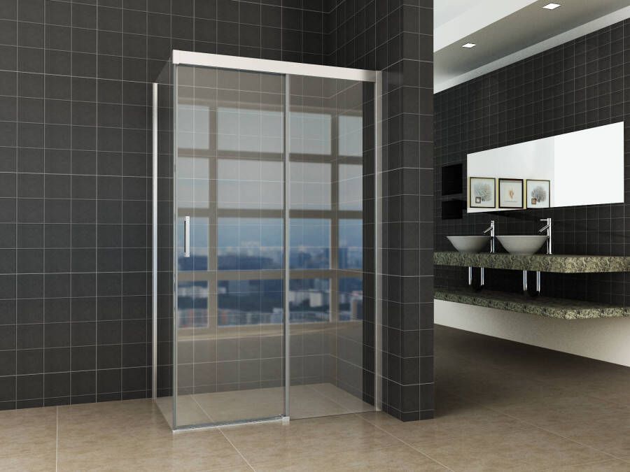 Ben Smooth Schuifdeur Rechts 117 5-120x210 cm t.b.v. Zijwand Links Helder glas Chroom-look