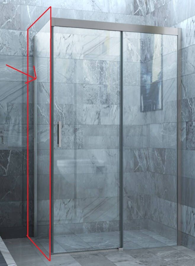 Ben Smooth Zijwand 90x200 cm Chroom Helder Glas