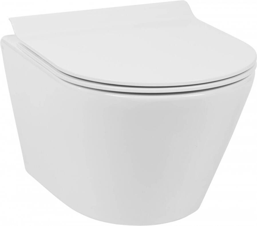 Ben Stelvio hangtoilet compact 36x50x34 5cm met Xtra glaze+ en Free flush wit