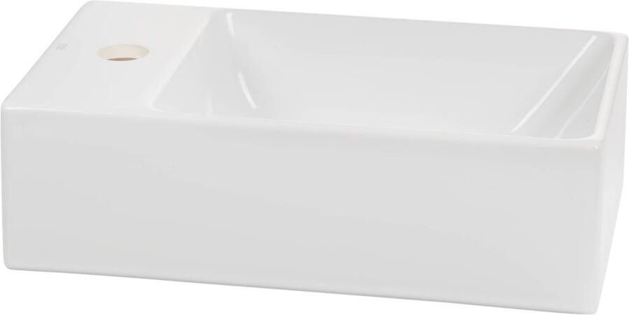 Ben Tweedekans Stelvio fontein keramiek 40x23x12cm 1 kraangat links Xtra glaze+ wit 03116